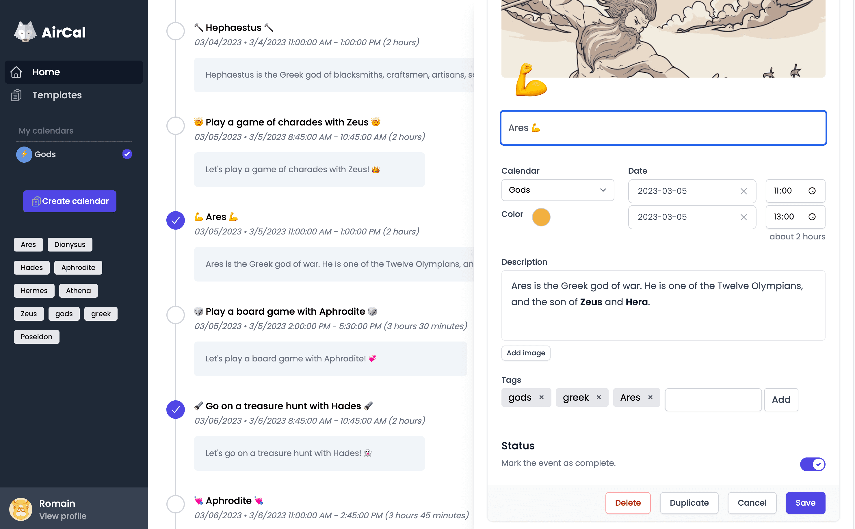 Customer profile user interface